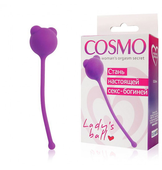 Фиолетовый вагинальный шарик с ушками Cosmo