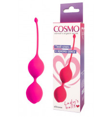 Розовые двойные вагинальные шарики с хвостиком Cosmo