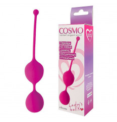 Ярко-розовые двойные вагинальные шарики Cosmo с хвостиком для извлечения