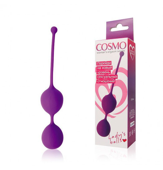 Фиолетовые двойные вагинальные шарики Cosmo с хвостиком для извлечения
