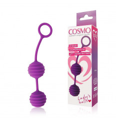 Фиолетовые вагинальные шарики с ребрышками Cosmo