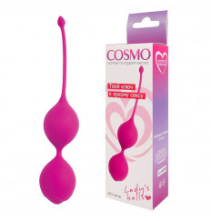 Ярко-розовые двойные вагинальные шарики с хвостиком Cosmo