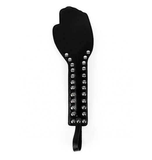 Черная шлепалка-рука с металлическими заклепками - 29 см.