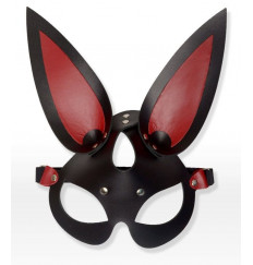 Черно-красная кожаная маска с длинными ушками
