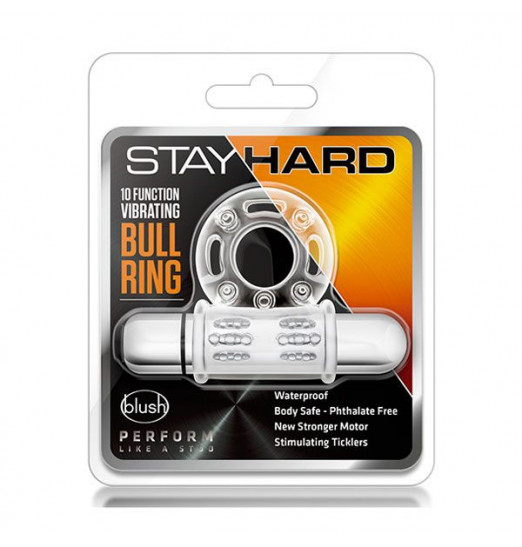 Прозрачное эрекционное виброкольцо 10 Function Vibrating Mega Bull Ring