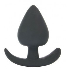 Черная каплевидная анальная силиконовая пробка с ограничителем - 8 см.