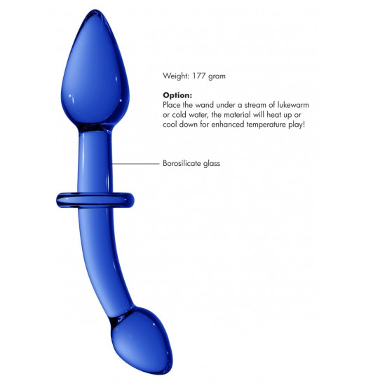 Синий двусторонний анальный стимулятор Doubler - 18 см.