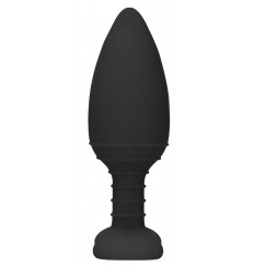 Черная анальная пробка Glow с вибрацией и подогревом - 12 см.