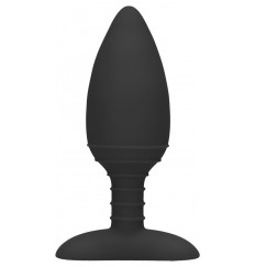 Черная анальная пробка Glow с вибрацией и подогревом - 12 см.
