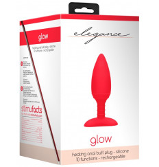 Красная анальная пробка Glow с вибрацией и подогревом - 12 см.
