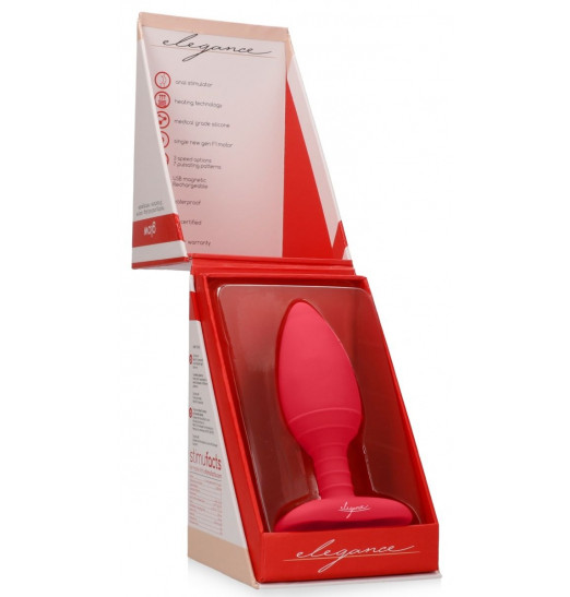 Красная анальная пробка Glow с вибрацией и подогревом - 12 см.