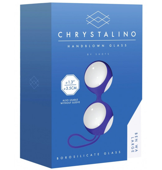 Белые стеклянные вагинальные шарики Ben Wa Large в синей оболочке Белые стеклянные вагинальные шарики Ben Wa Large в синей оболочке