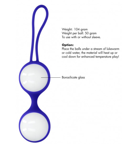 Белые стеклянные вагинальные шарики Ben Wa Large в синей оболочке Белые стеклянные вагинальные шарики Ben Wa Large в синей оболочке