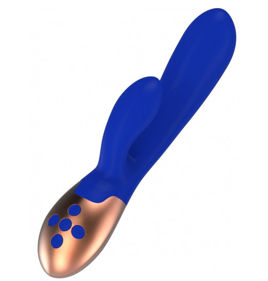 Синий вибратор Exquisite с подогревом - 20,5 см.