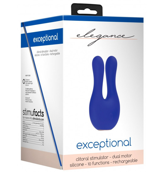 Синий клиторальный стимулятор Exceptional - 10,4 см.