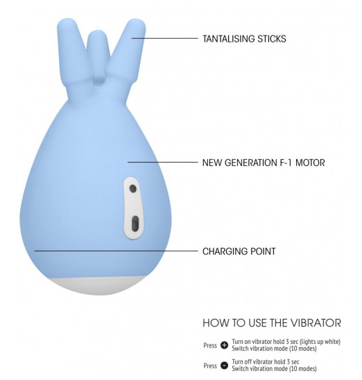 Голубой клиторальный стимулятор Luscious с тремя отростками