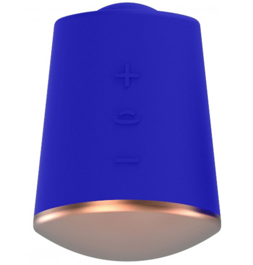 Синий клиторальный стимулятор Dazzling с вибрацией и ротацией - 6,7 см.