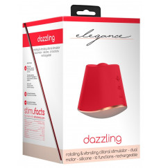 Красный клиторальный стимулятор Dazzling с вибрацией и ротацией - 6,7 см.