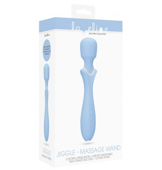 Голубой вибромассажер-жезл Jiggle