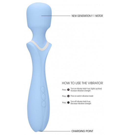 Голубой вибромассажер-жезл Jiggle