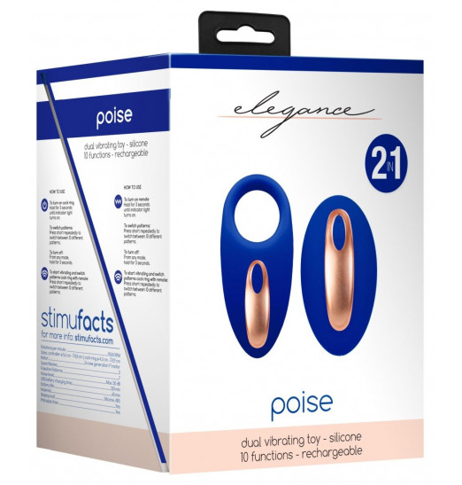 Синее эрекционное виброкольцо Poise с пультом