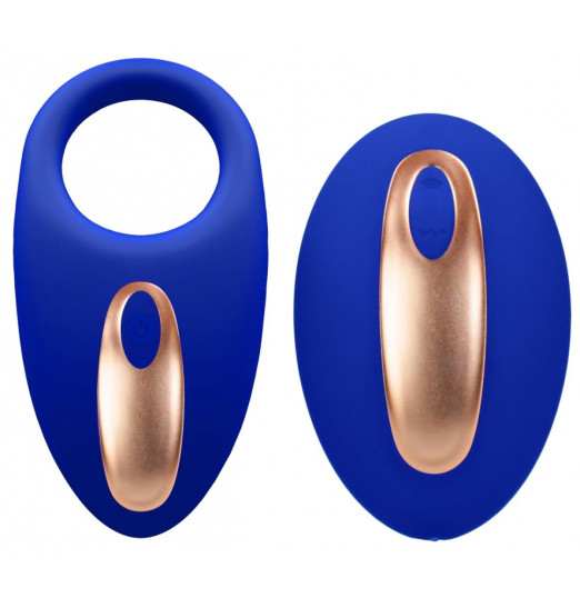 Синее эрекционное виброкольцо Poise с пультом