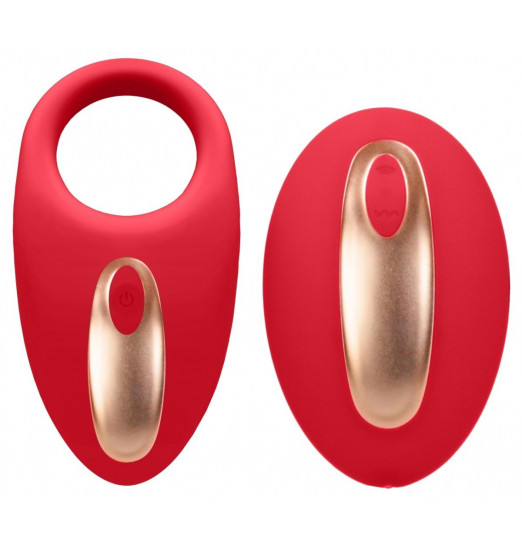 Красное эрекционное виброкольцо Poise с пультом