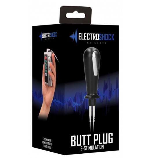 Черный электростимулятор с проводящей насадкой E-Stim Butt Plug - 8 см.