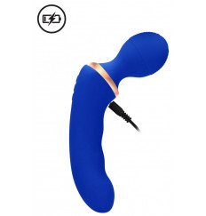 Синий двусторонний вибратор Charm - 18 см.