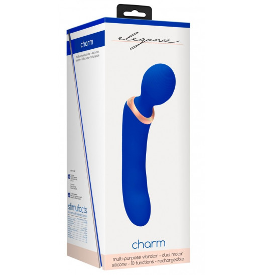 Синий двусторонний вибратор Charm - 18 см. Синий двусторонний вибратор Charm - 18 см.