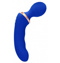 Синий двусторонний вибратор Charm - 18 см.