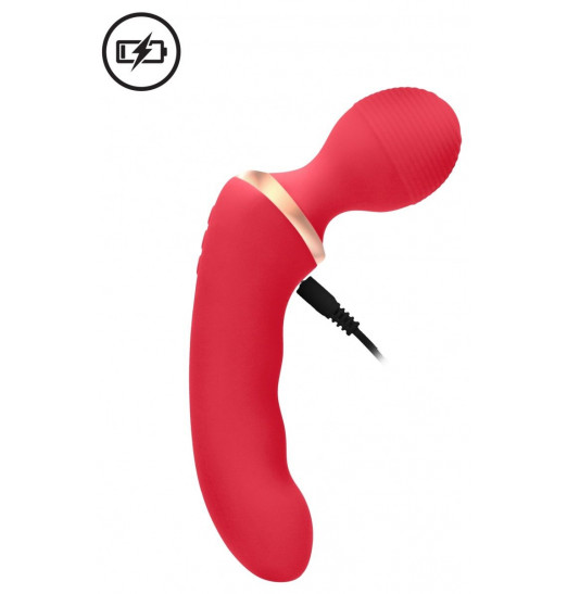 Красный двусторонний вибратор Charm - 18 см.