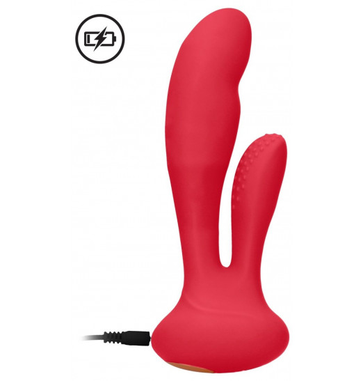 Красный вибратор G-Spot and Clitoral Vibrator Flair - 17,5 см.