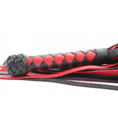 Черно-красная плеть с плетеной ромбовидной ручкой - 58 см.