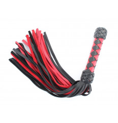 Черно-красная клеть с плетеной ручкой с ромбовидным узором - 45 см.