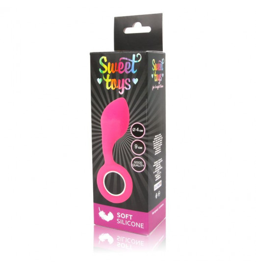 Каплевидная анальная втулка с круглым ограничителем розового цвета