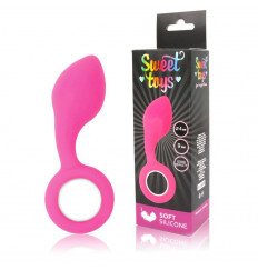 Каплевидная анальная втулка с круглым ограничителем розового цвета