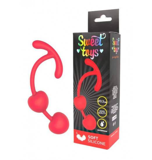 Красные силиконовые вагинальные шарики с ограничителем