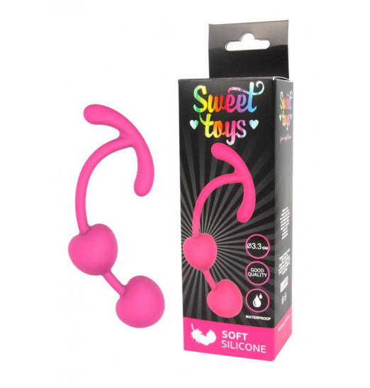 Розовые силиконовые вагинальные шарики с ограничителем