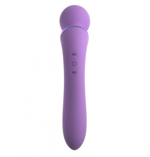 Фиолетовый двусторонний вибростимулятор Duo Wand Massage-Her - 19,6 см.