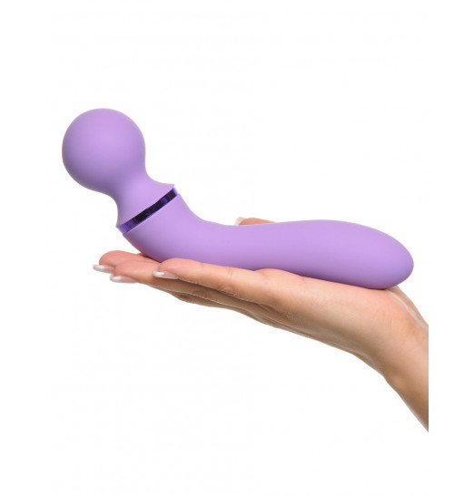 Фиолетовый двусторонний вибростимулятор Duo Wand Massage-Her - 19,6 см.