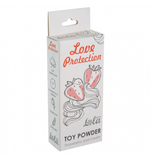 Пудра для игрушек Love Protection с ароматом клубники со сливками - 15 гр.