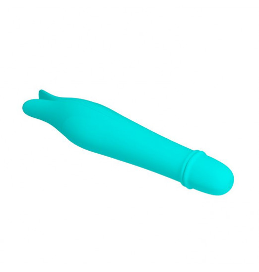 Мятный миниатюрный вибромассажер Edward с усиками - 14,5 см.