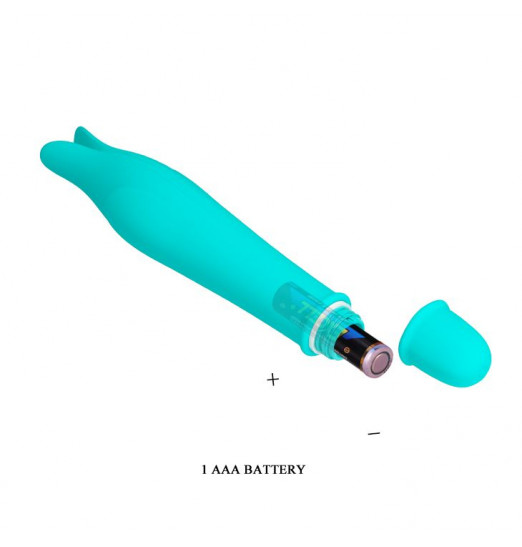 Мятный миниатюрный вибромассажер Edward с усиками - 14,5 см.