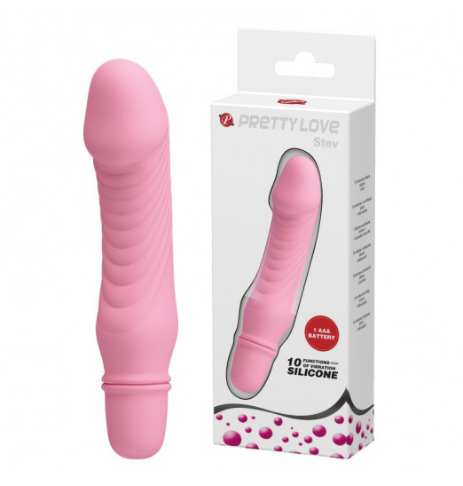 Нежно-розовый мини-вибратор Stev -13,5 см.