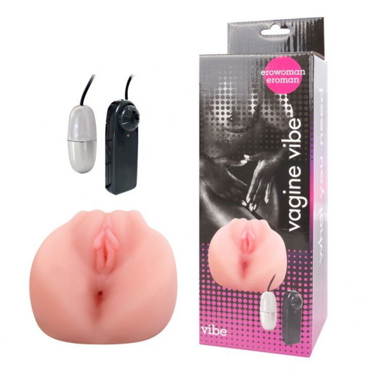 Вагина Erowoman-Eroman телесного цвета с виброяйцом