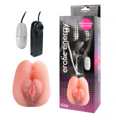 Вибровагина Erowoman телесного цвета с волосиками