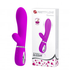 Лиловый вибратор-кролик Thomas с мягкой головкой - 20,5 см.