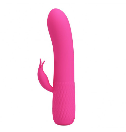 Розовый вибромассажёр Tim с клиторальным отростком - 15 см.