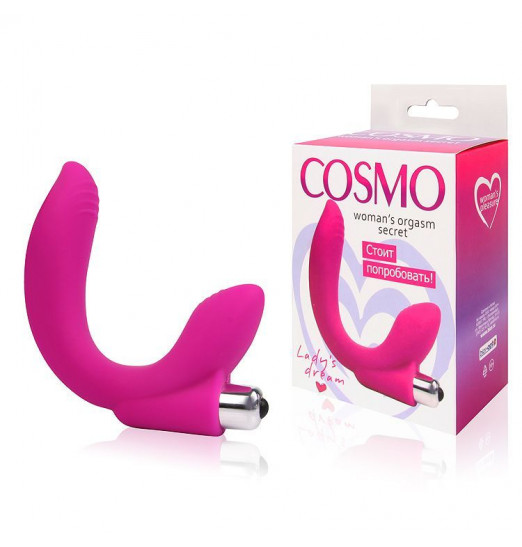 Розовый U-образный вибромассажер Сosmo - 19 см.
